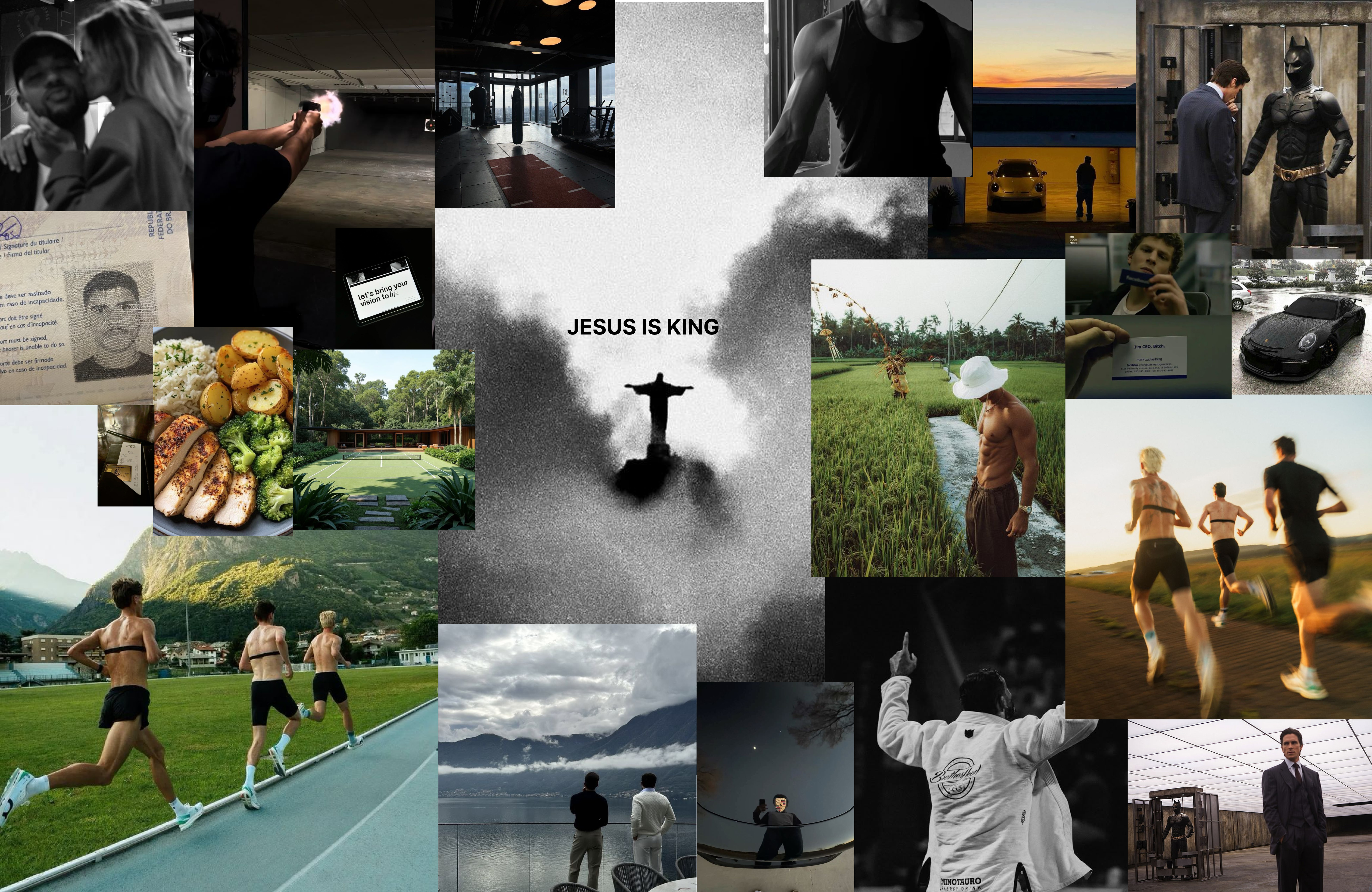 A vision board: running, faith, discipline, ambition